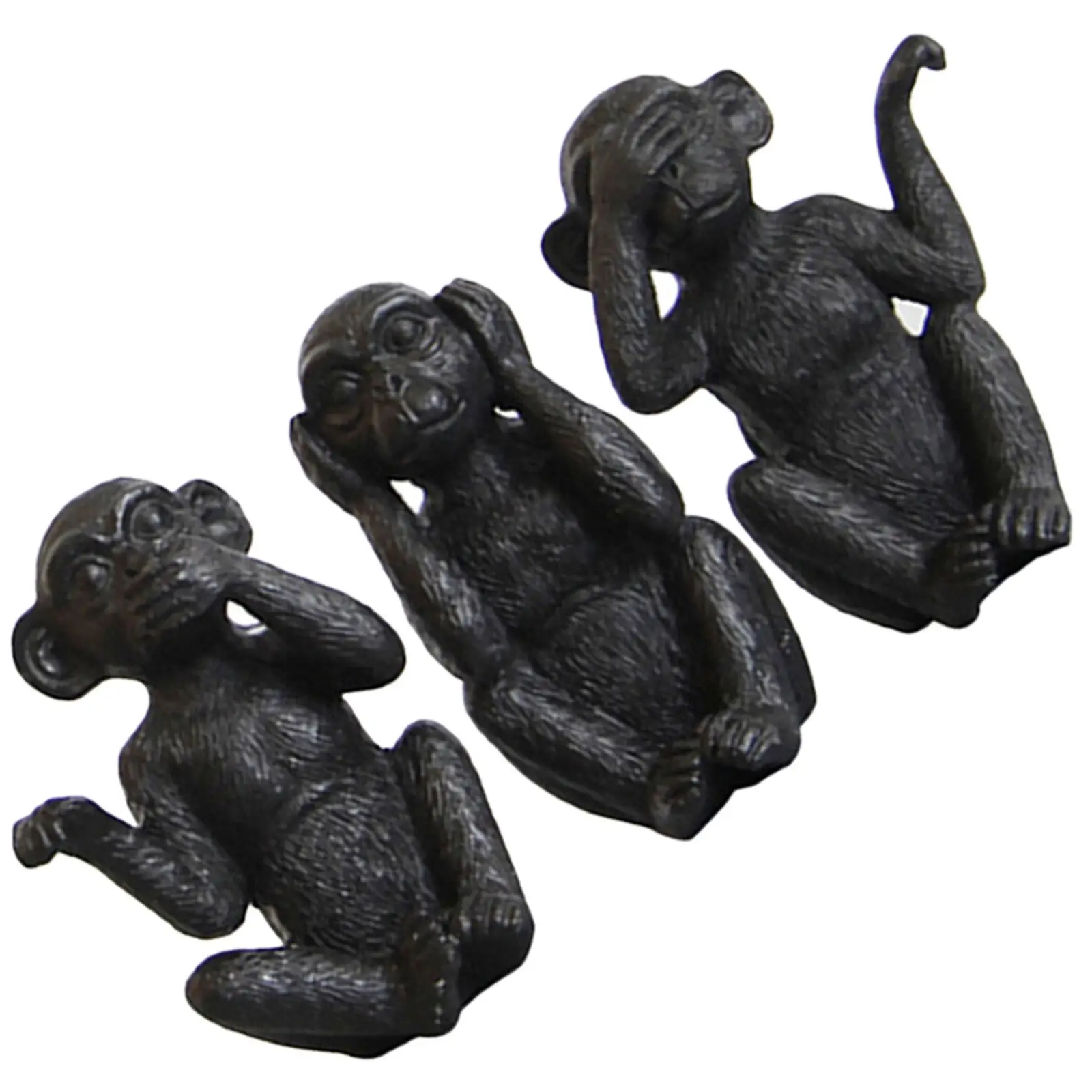 3Pcs Resin Monkey Statues Unique Postures Lovely Desktop Animal Decoration Matching Any Style Small Animal Statue Resin Craft