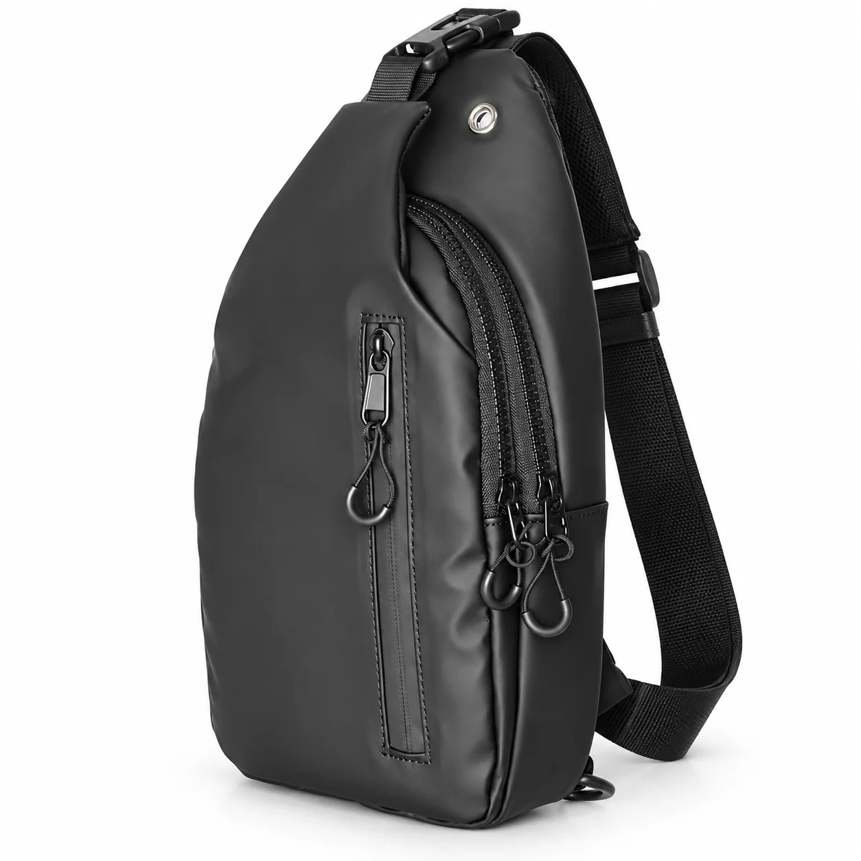 Men Sling Bag Water Resistant Crossbody Chest Pack with USB Port Lightweight Motorcycle Shoulder Bag for Travel Cycling Commute