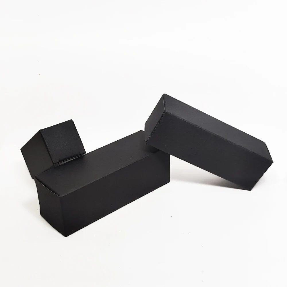 

100pcs Black Kraft Paper Package Box For Gift Essential Oil Bottle Small Spray Bottle Camera Cosmetics Packing Cardboard Boxes