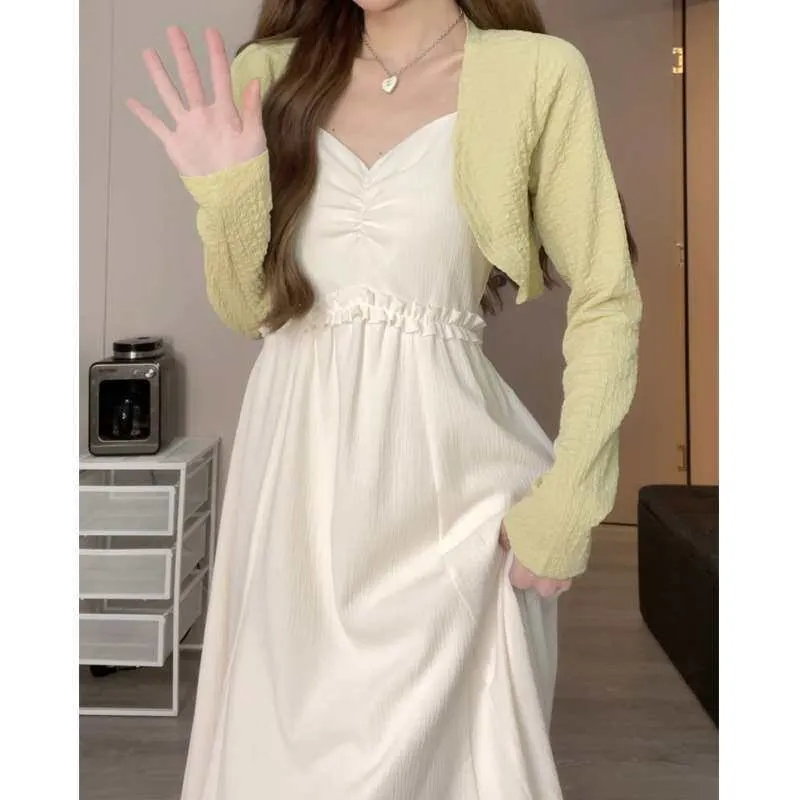 spring-summer-new-ballet-long-dress-high-waist-a-line-skirt-polyester-fabric-no-sleeve-korean-style-citywalk-suitable
