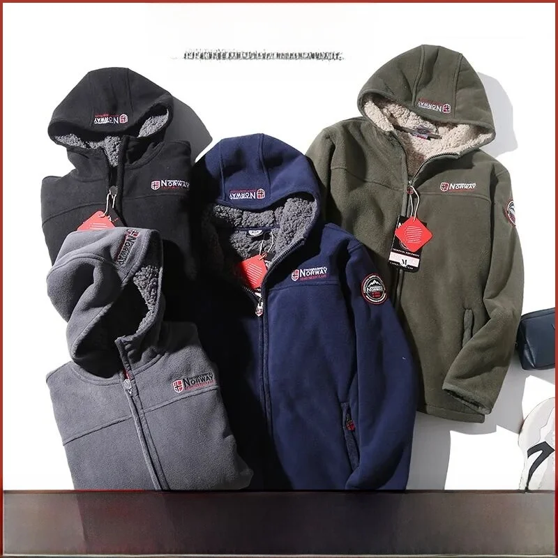 

Nordic Outdoor Thi Fce Lamb Velvet Cosite Jaet с капюшоном, мужская осенне-зимняя теплая защита, молодежная подставка для моды