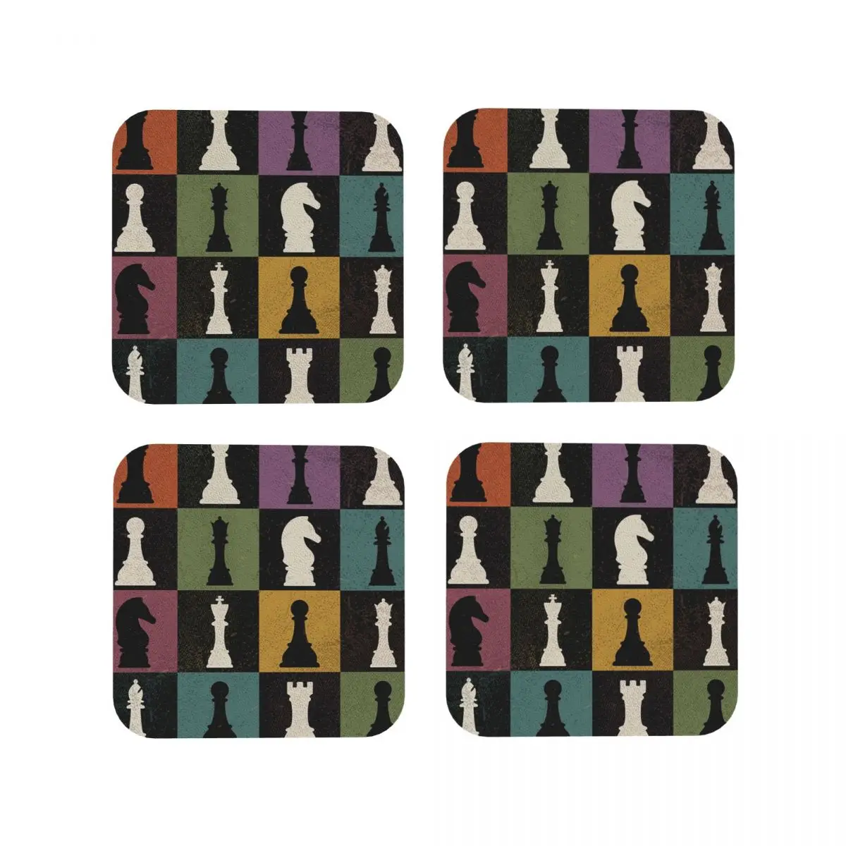 Colored Vintage Chess Board Coasters Table Decoration And Accessories kitchen Accessories Induction Mat Napkins Mat Coffee Mat