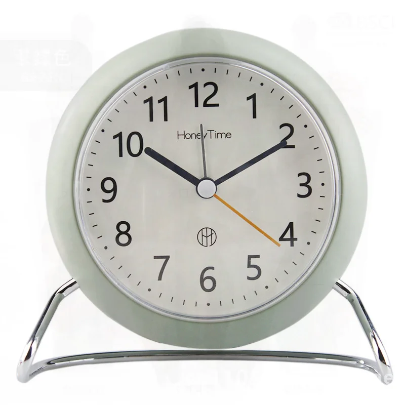 Modern Nordic Style Quiet Sweeping Seconds Table Clock Night Light round Alarm Clock Bedside Home