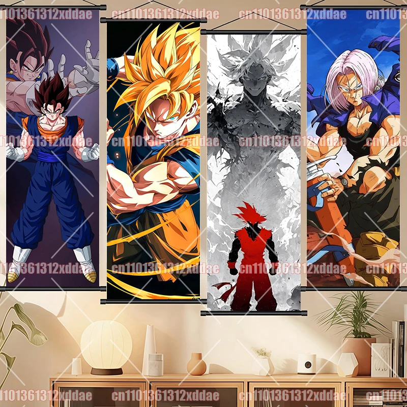 Dragon Ball Poster Scroll Painting Goku Vegeta Trunks Buu Tien Shinhan Retro HD Anime Art Hanging Painting Holiday Birthday Gift - view 2