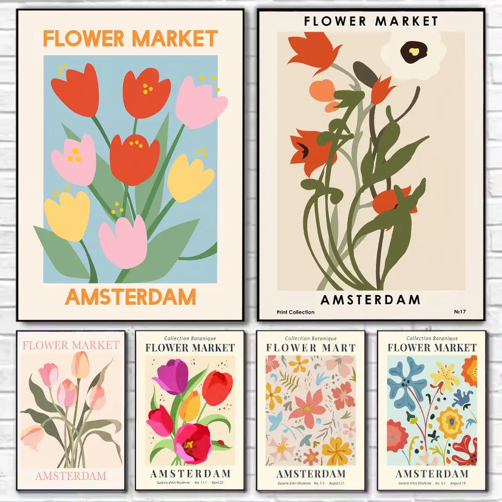 Amsterdam Flower Market HD Wall Art Poster Netherlands Dutch Floral Bloemenmarkt Botanical Europe Travel Home Decor Gift