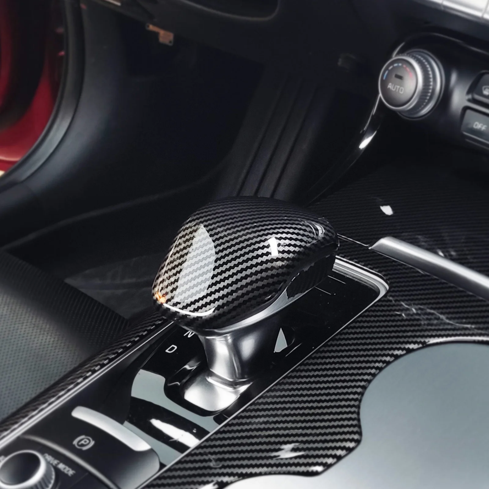 Automotive Console Gear Shift Knob Cover Interior Carbon Fiber Style Stickers For Kia Stinger GT-line GT1