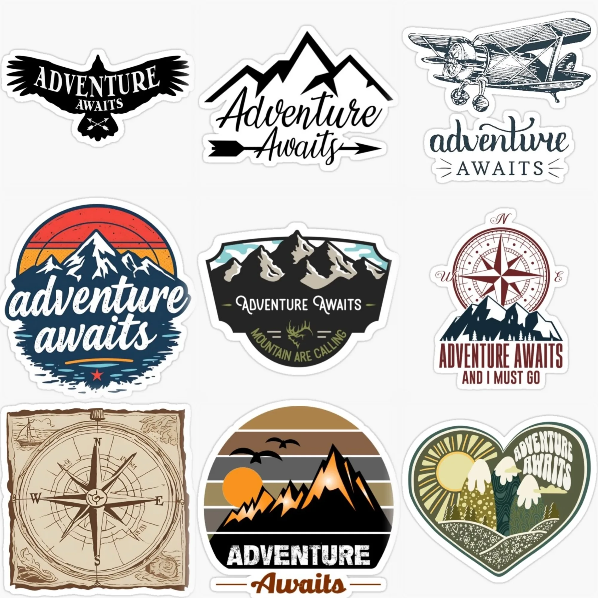 

Adventure Awaits Travel Camping Creative PVC Sticker for Decorate Car Truck Van Motorcycle Wall Helmet Bumper Decal Accessories