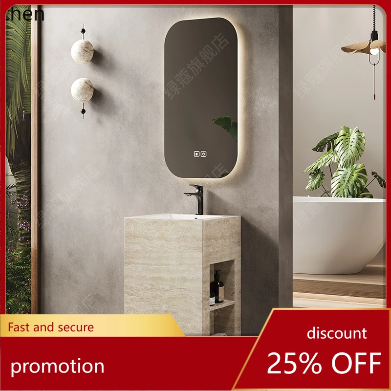 HT rock slab column basin integrated seamless connection ceramic basin floor washbasin balcony outdoor villa storage washbasin