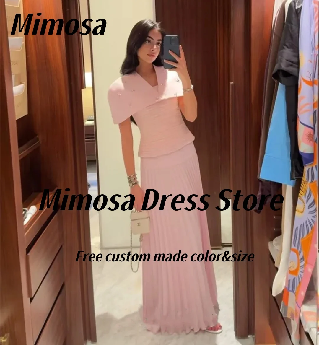 

Mimosa 2025 Strapless Prom Dresses with Beaded Shawl Bespoke Party Dress Long Ruched Elegant Evening Gowns Saudi Customized