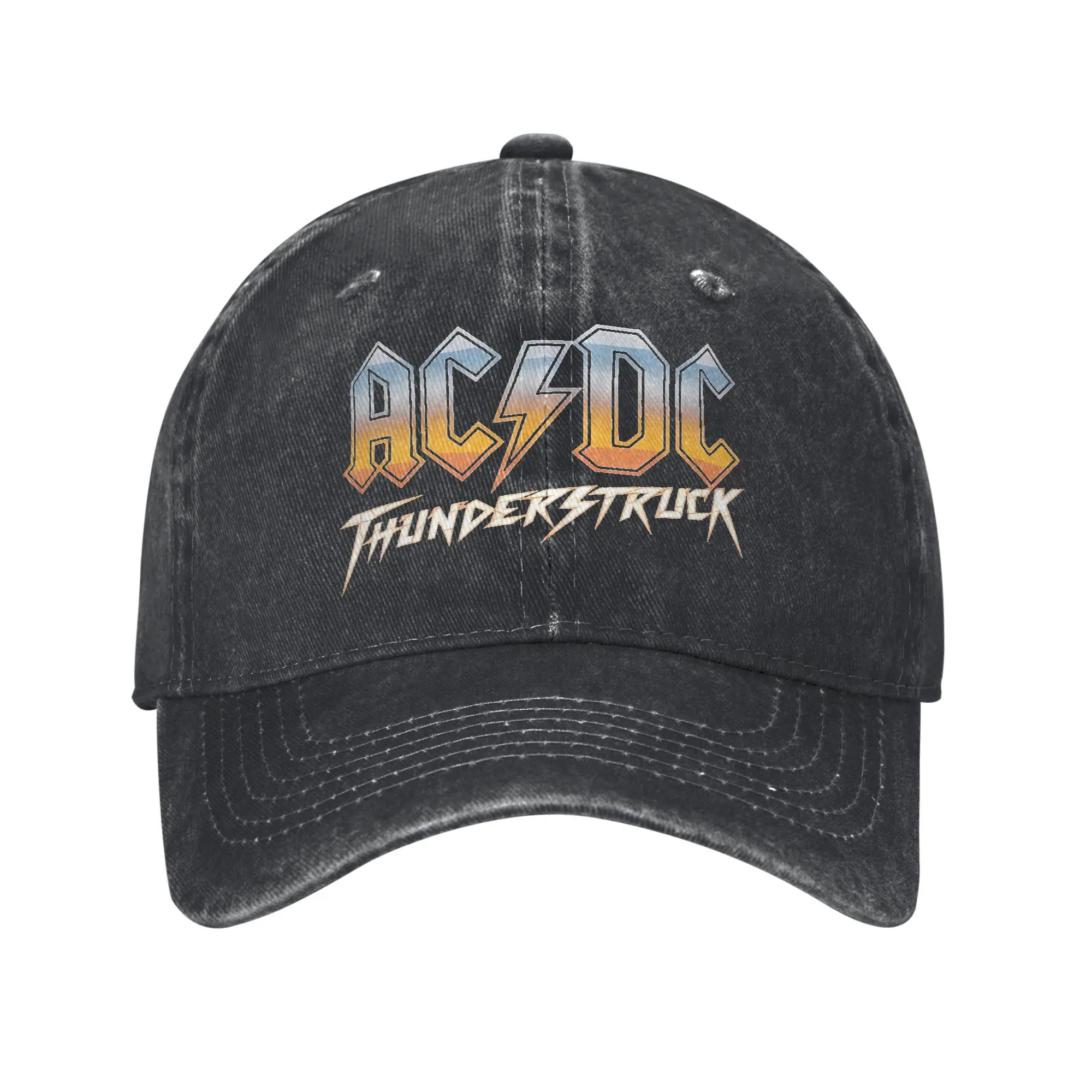 THUNDERSTRUCK AC-DC Baseball Caps Fashion Distressed Washed  Sun Cap Unisex Style Outdoor Activities  Adjustable Hats Cap