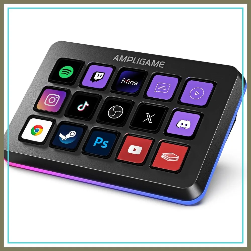 

Stream Controller with 15 Macro Keys, Trigger Actions in OBS/Twitch/YouTube/Streamlabs, Shortcut Keypad for Mac and PC