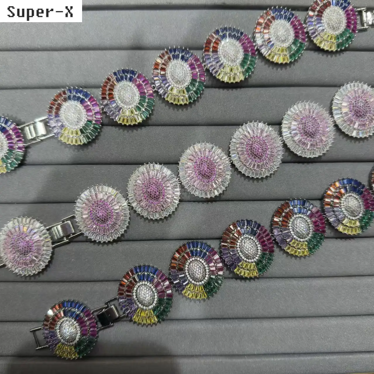 

fashion luxury cubic zirconia earrings bracelet for women shiny jewelry gala event dinner party pink multicolor flower teardrop