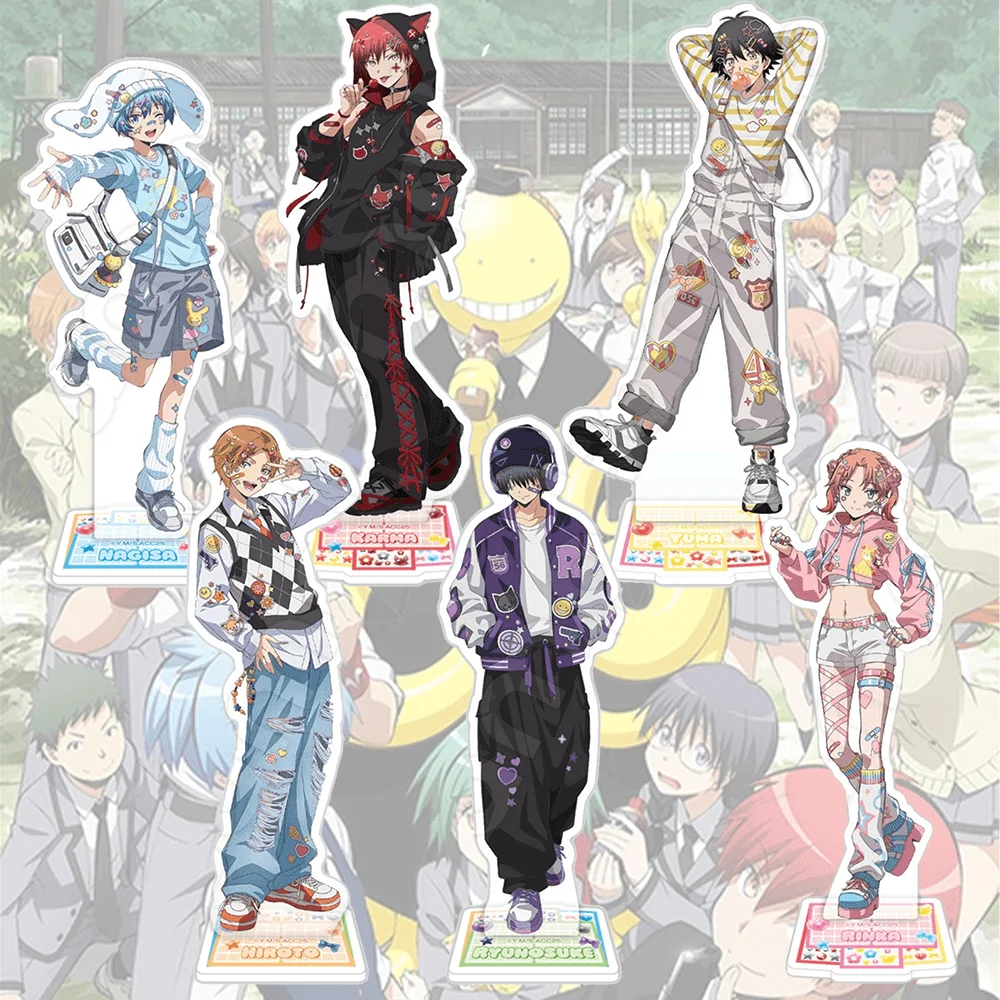 Assassination Classroom Akabane Karma Acrylic Stand 15cm Anime Keychain Figure Streetwear Cat Ear Hoodie Desk Decoration Cosplay