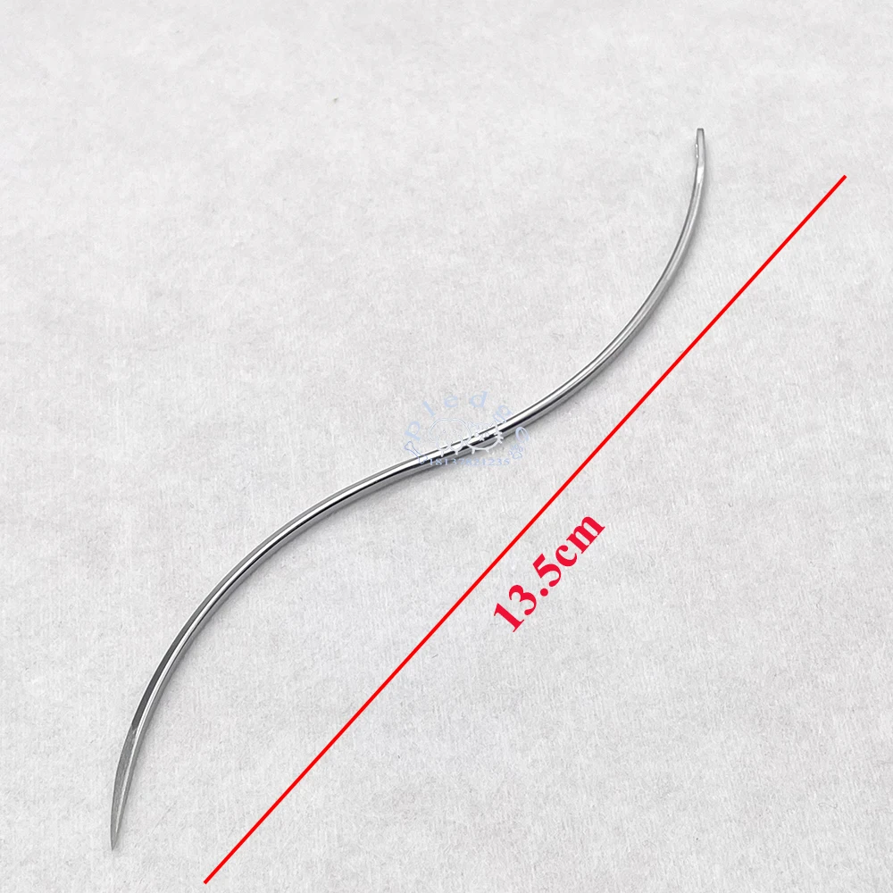 12pcs/bag 135mm Nickel-Chromium Alloy Triangular Suture Needle Handheld S-Shaped Veterinary/Animal Surgical For Forensic Bovine