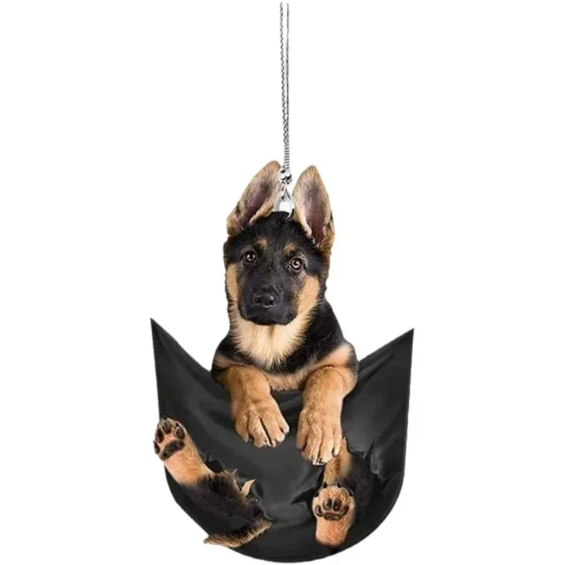 Funny Car Rearview Mirror Cute Pocket Pendant Hanging Puppy Colorful Dog Ornament Accessories Home Decoration