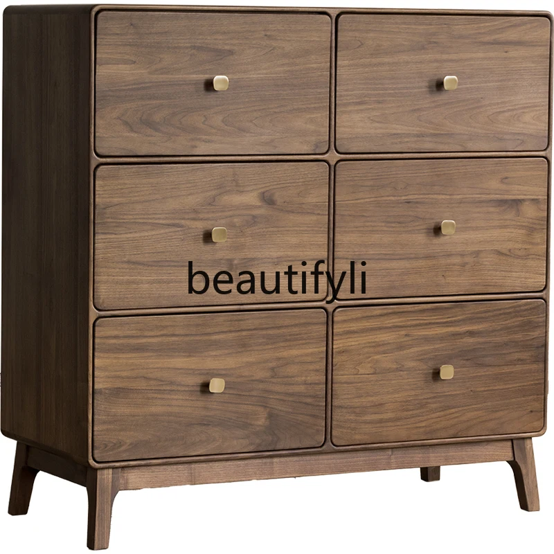 

North American black walnut six-chest cabinet, living room against the wall, hallway cabinet, all solid wood, bedroom, locker,