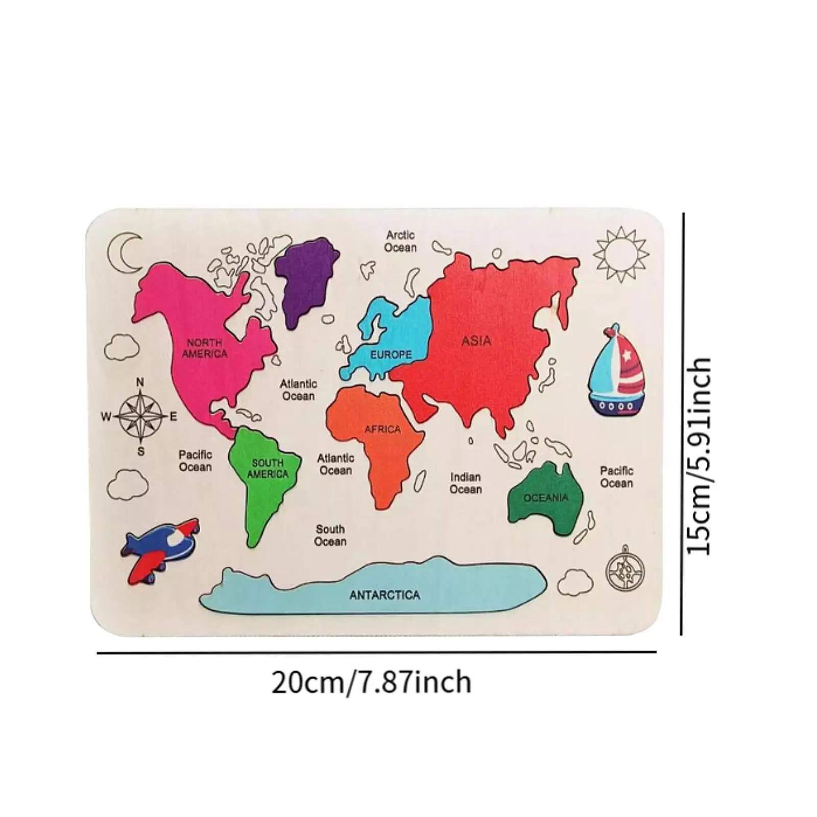 나무 퍼즐 어린이 교육용 지리 게임 나무 7 대륙 퍼즐 유치원 학습 장난감 유아용 4세 이상