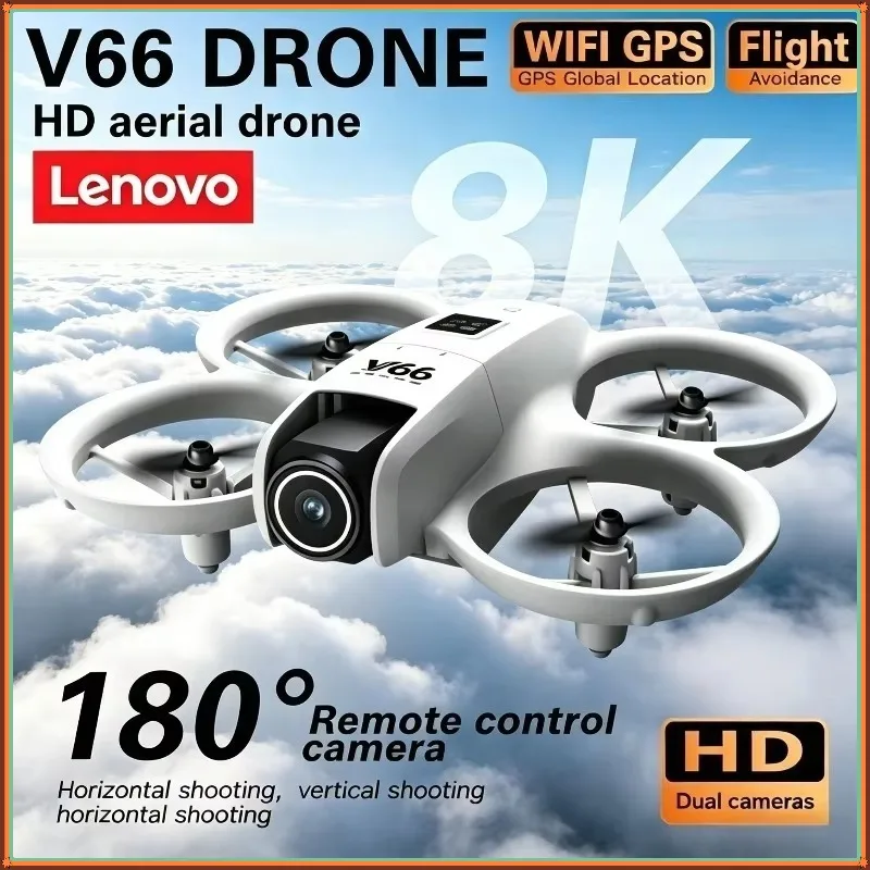 Dron Lenovo V66 Mini RC 8K 4K con Cámara Profesional, Plegable, con Evitación de Obstáculos, Helicóptero 180 ° Avión Micro Flip, Juguetes para Niños