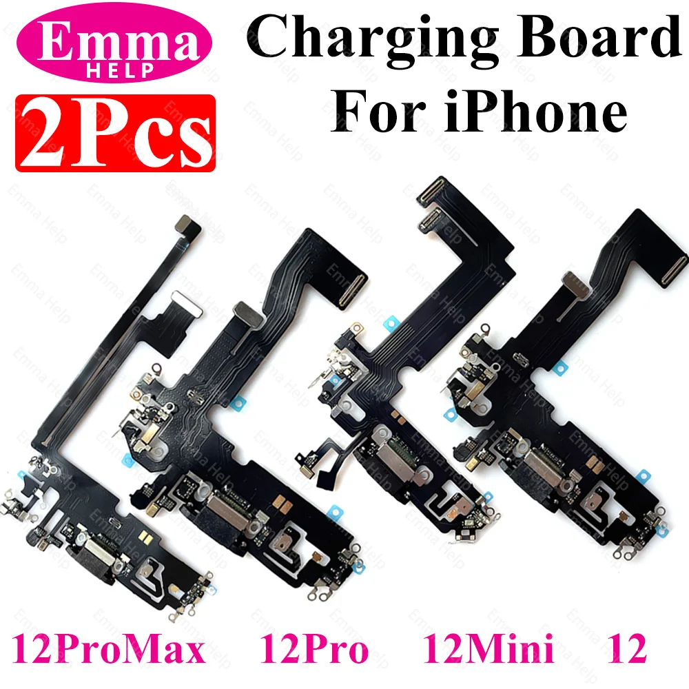 2 pcs/pack Charging Board Flex For iPhone Xs Max 11 Pro Max 13 12 Mini X XR USB Connector Microphone Socket Flex Cable