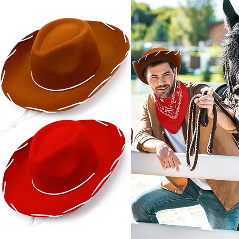 

Anime Toys Halloween Costumes Props Hat girls Jessie Cosplay Red Cowboy Cap boys Woody Role Play Carnival Dress Up Party