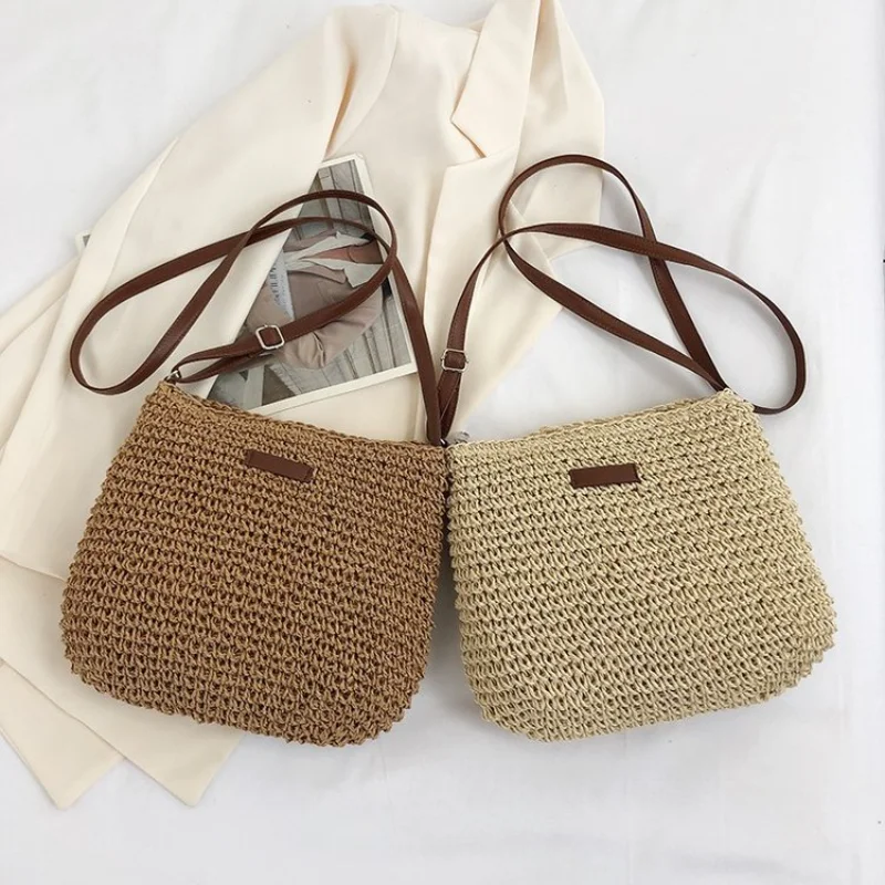 

​2025 Knitted Boho Beach Tote Bag Adjustable Openwork Shoulder Purse Large Capacity Lightweight Vacation Bag Woven Chic