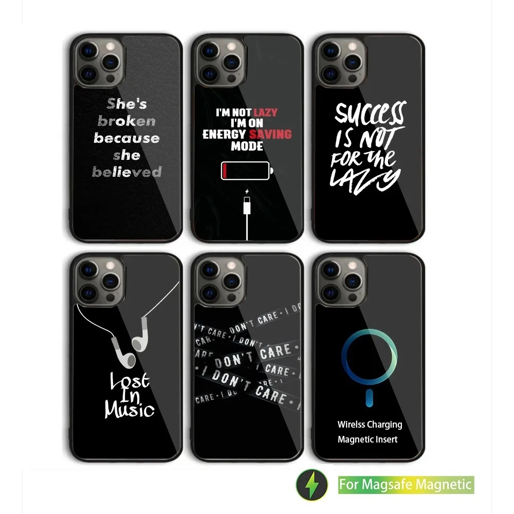 Sad depression Black Word Phone Case For iPhone 16,15,14,13,12,11,Plus,Pro,Max Mini Magsafe Magnetic Wireless Charging