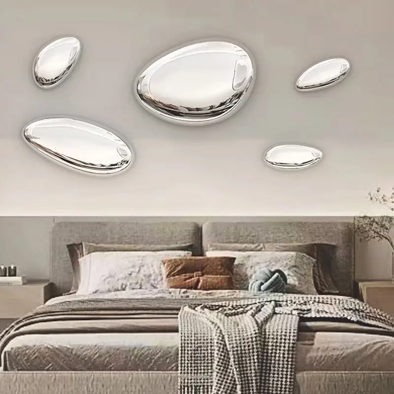 Modern Hotel Light Luxury Pendant Imitation Stainless Steel Goose Egg Stone Wall Decor Creative Water Drop Wall Decor Pendant