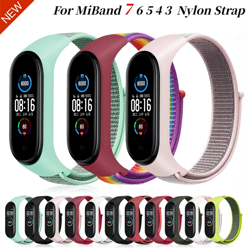 Nylon Strap For xiaomi mi band 7 6 5 4 3 Bracelet watchband Correa Miband Bracelet Wristband Sports Loop Mi band 7 6 5 4 3 Belt