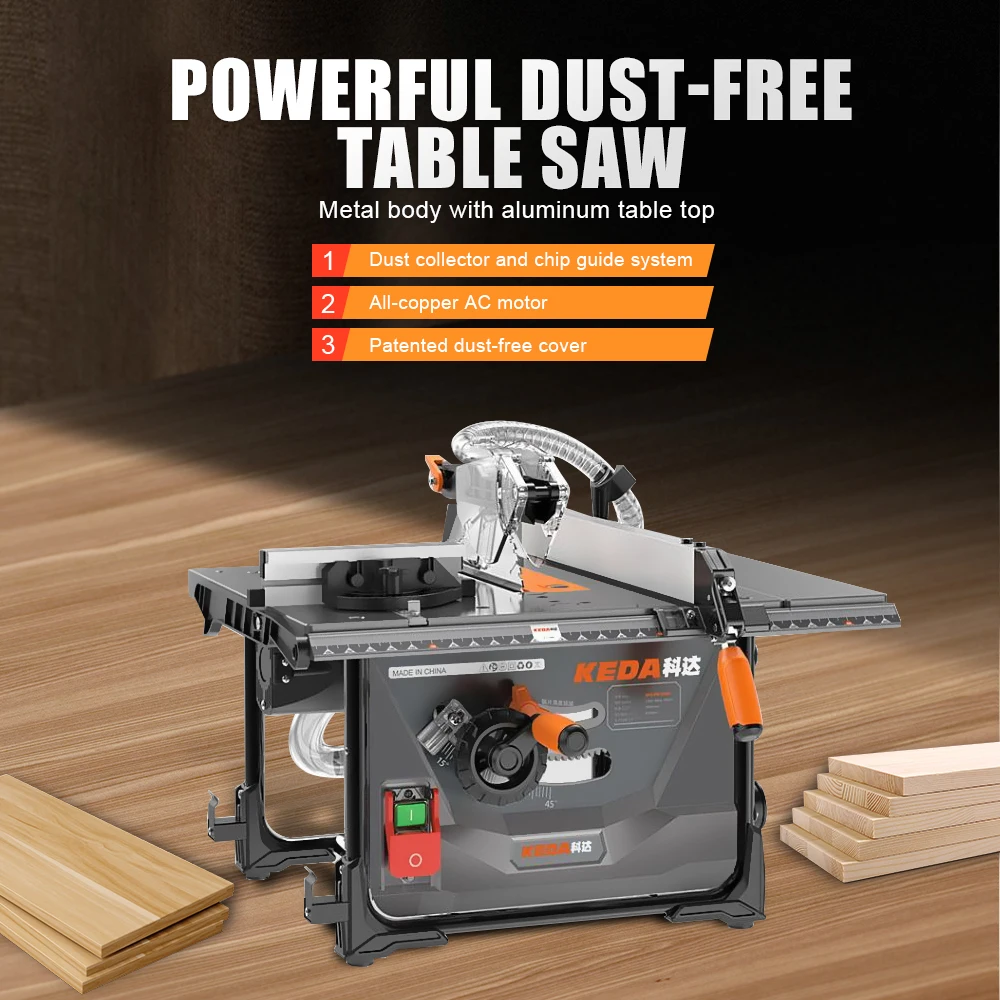 Gergaji Meja Listrik Gergaji Meja Tanpa Debu Gergaji Kayu Solid Gergaji Logam Mesin Pemotong Lantai Laminasi Gergaji Multifungsi