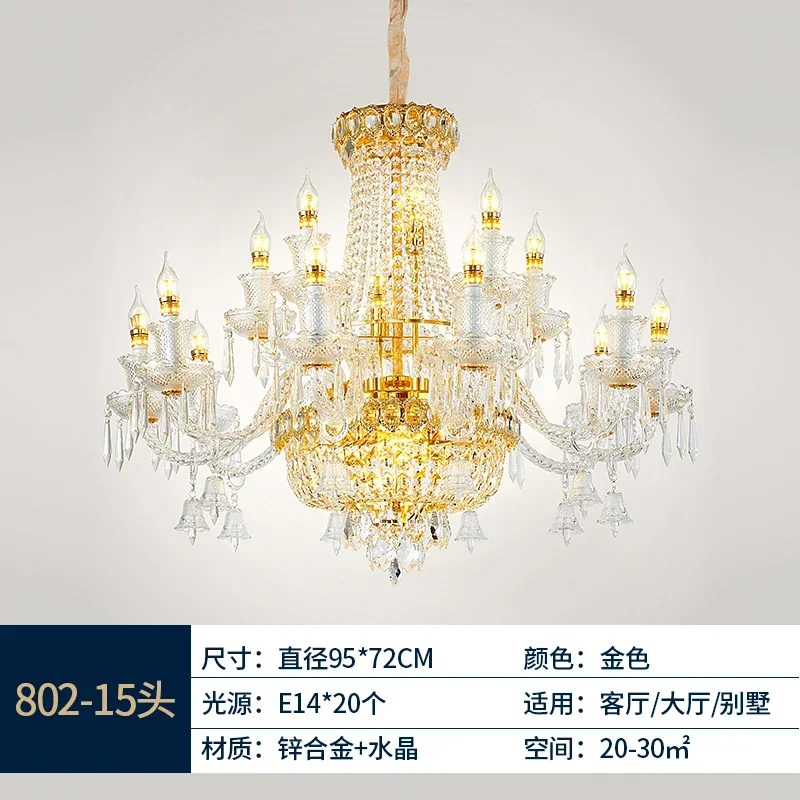 Contemporary Luxury Crystal Pendent Lamp European Living Room Restaurant Bedroom Villa Hotel Duplex Staircase Chandelier