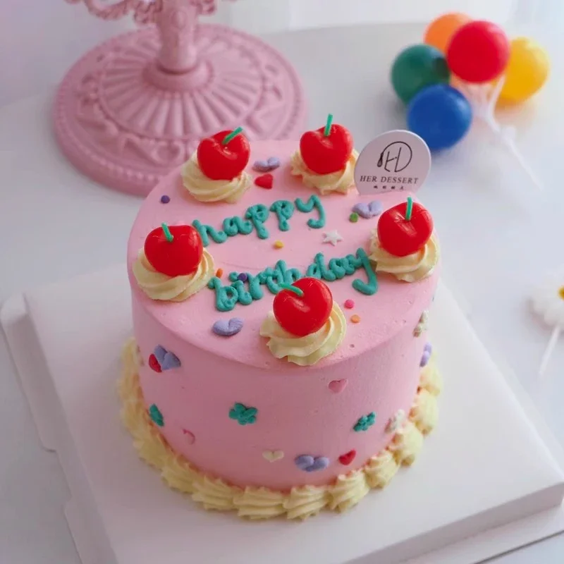 5Pcs/lot Red Cherry Birthday Cake Candle Cherry Fruit Candles For Girl Cute Toppers Party Decorations Candles Creative Children\'