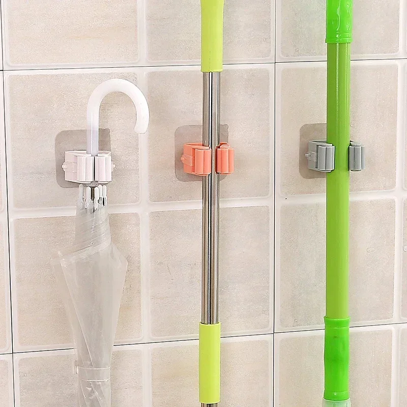 Estante para fregona montado en la pared, accesorios de baño, organizador, gancho, soporte para escoba, colgador detrás de las puertas/en las