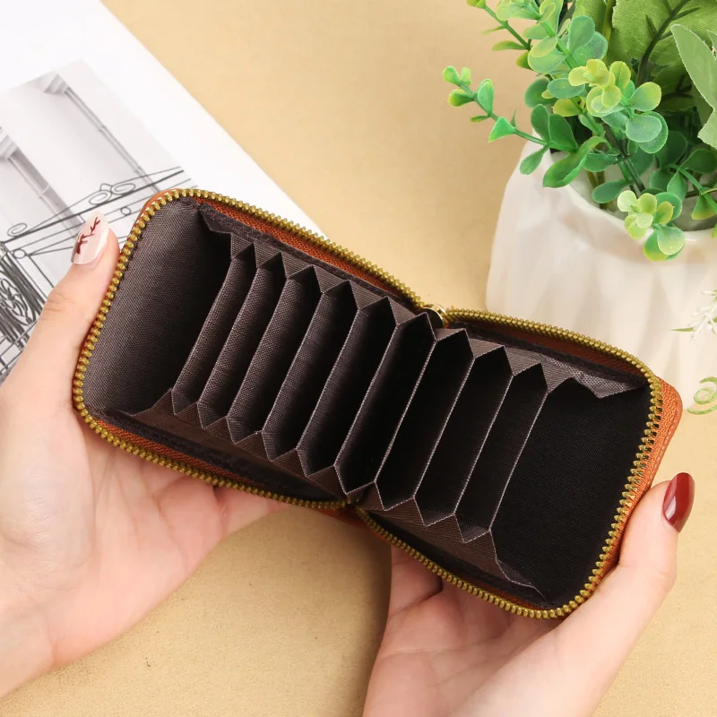 Foreign trade explosive card bag female exquisite rfid leather multi-functional male organ card bag bank card cover