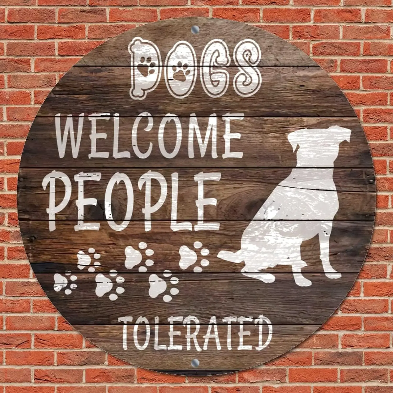 Круглый металлический жестяной знак для собак, приветствуются люди, забавная дверная вешалка для собак, винтажная табличка со смешными надписями для домашних животных