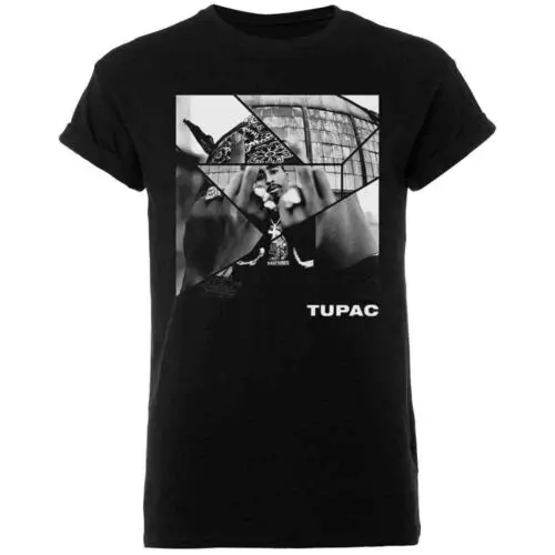 Tupac Broken Up T-Shirt Black New