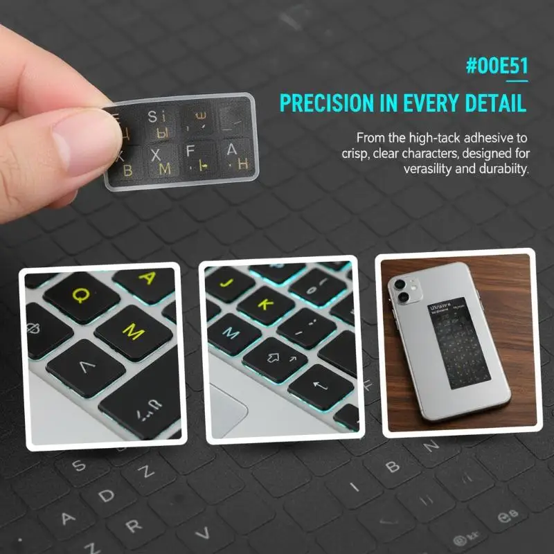 Laptop Black Ukrainian Keyboard Sticker Durable Alphabet Layout for Study Office Typing Practice