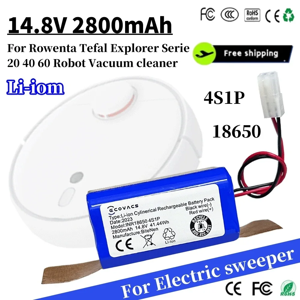 New 14.8V 2800mAh Li-ion Battery Pack For Rowenta Tefal Explorer Serie 20 40 60 Robot Vacuum Cleaner Part