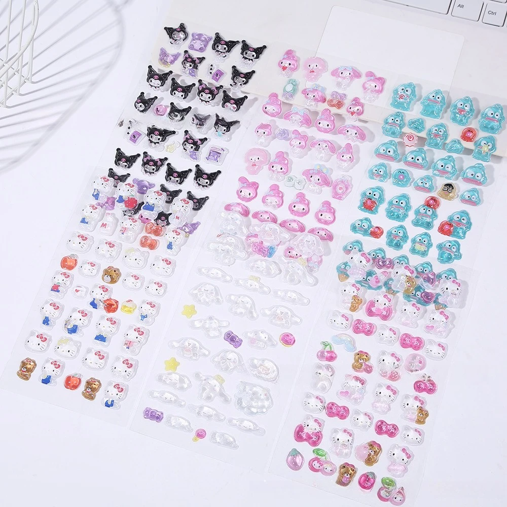 Kawaii Sanrio Hangyodon dibujos animados 3D relieve lindo pegatinas de gelatina niñas pegatina decorativa periférica creativa regalos de cumpleaños