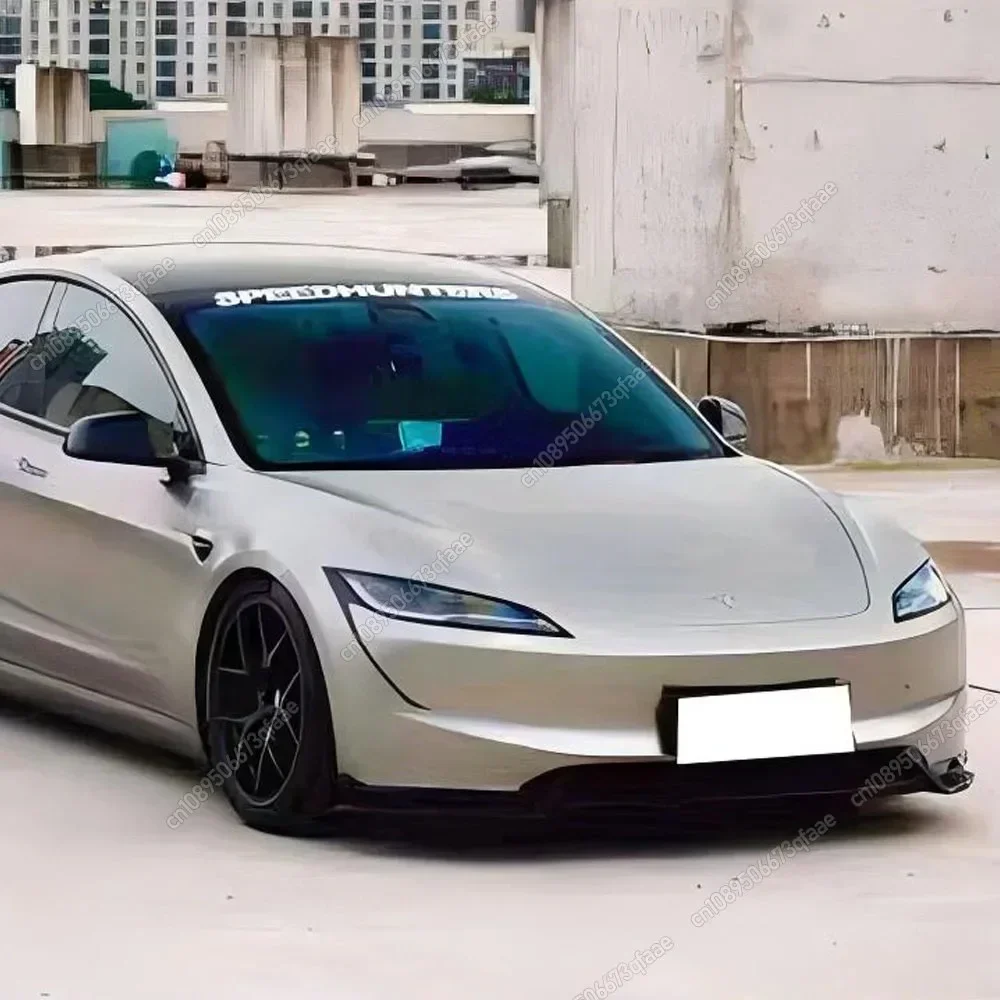 Für Tesla Model 3 Highland 2024 Auto Frontstoßstange Lippe Diffusor Kinn-Spoiler Splitter Karosseriekit Tuning ABS Hochglanz Schwarz