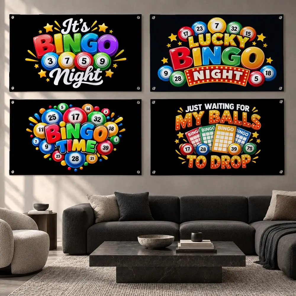 Event Bingo Night Flags Fabric Pennant Banner, Apt Wall Decor, Living Corner, Bedroom, Studio, E-sports Room