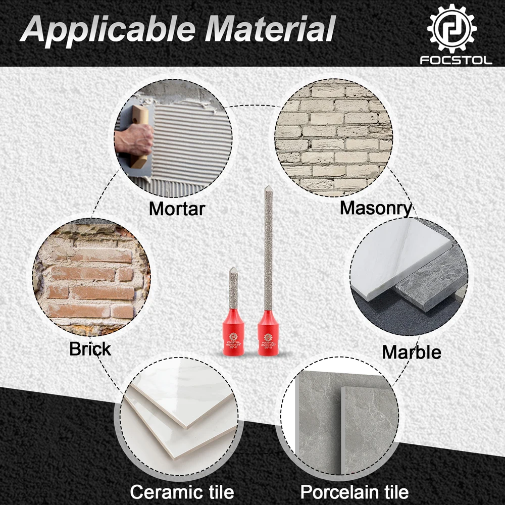 FOCSTOL Diamond Milling Bit Dia 8mm head hard alloy Remove Mortar Between Bricks Stones for Expanding Holes Finger Mill Bit