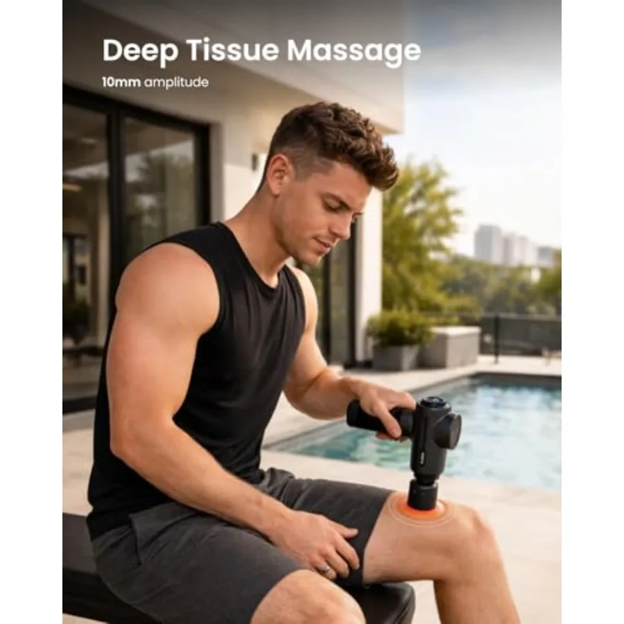 Active+ Thermacool Massage Gun for back and neck relief aluminum alloy body black heat cold therapy app-controlled with video-g view 5