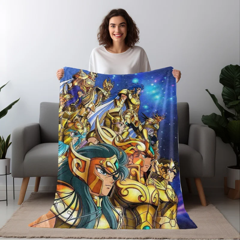 Twelve Zodiac Characters Animation Flannel printed blanket suitable for all seasons suitable for living room office sofa travel
