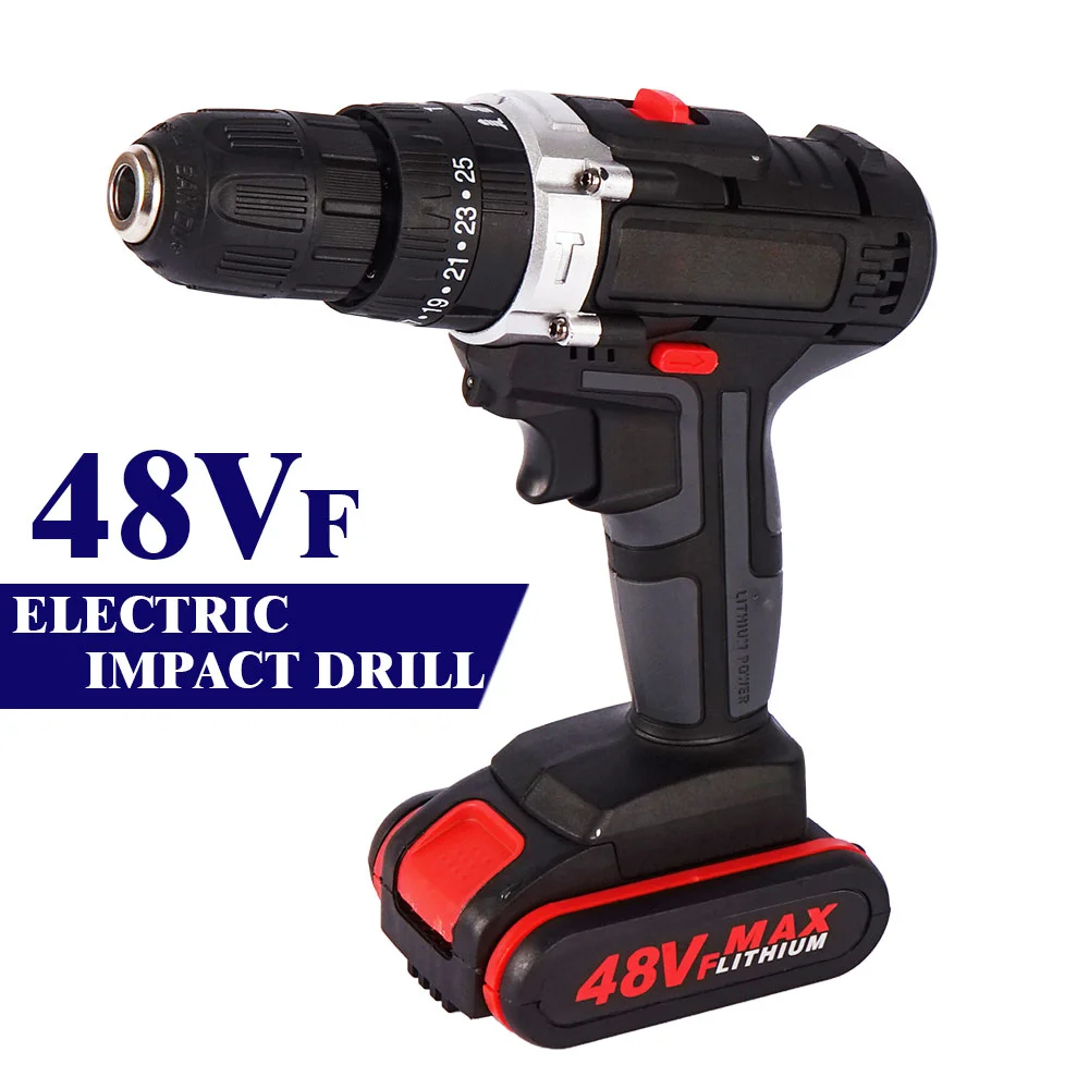 

48VF Mini Cordless Electric Drill Impact Drill Drill Wrench Electric Screwdriver Set with LED 2 Speed+ Battery Set шуруповерт