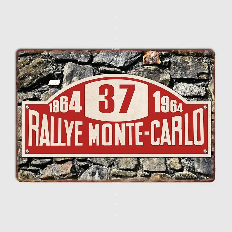Classic Car Rallye Monte Carlo 1964 Sign Retro Poster Metal Sign Garage Club Room Decor Wall Decor Custom Tin Home Decor