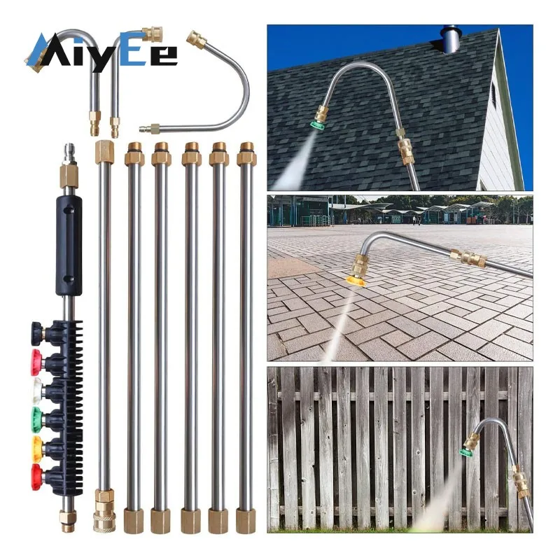 Set di bacchette di prolunga per idropulitrice in acciaio inossidabile da 10 pezzi – Connessione rapida da 1/4", 4000 PSI