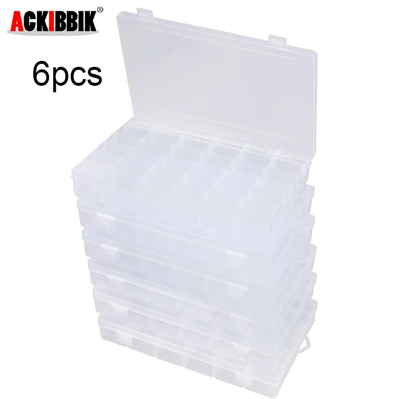 

Ackibbik 6pcs 36 Grids Bead Organizer Plastic Box with Dividers Craft Storage Containers for Beads, Jewelry Boxes Organizers