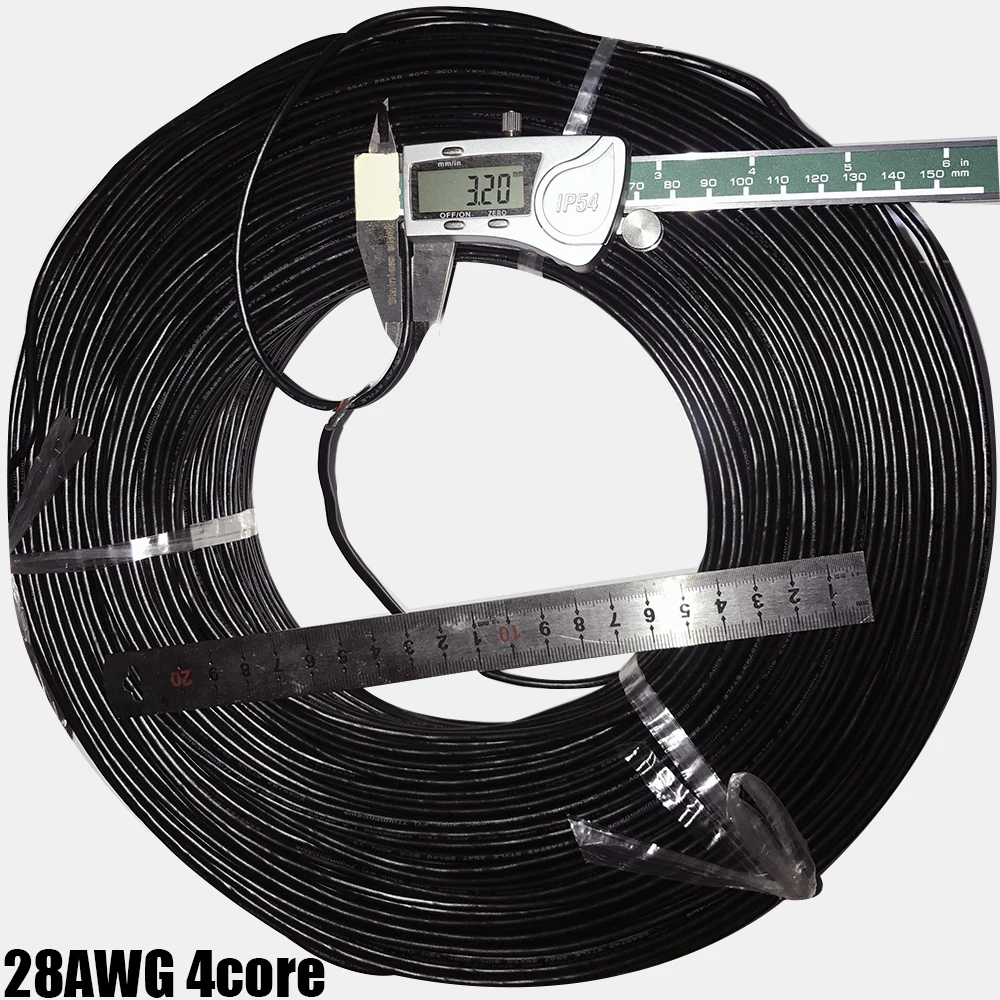 Imagem -03 - Cabo de Conexão Eletrônica Fio Blindado Multi-core 4-core 28awg Sinal de Áudio Cinza Preto 300m