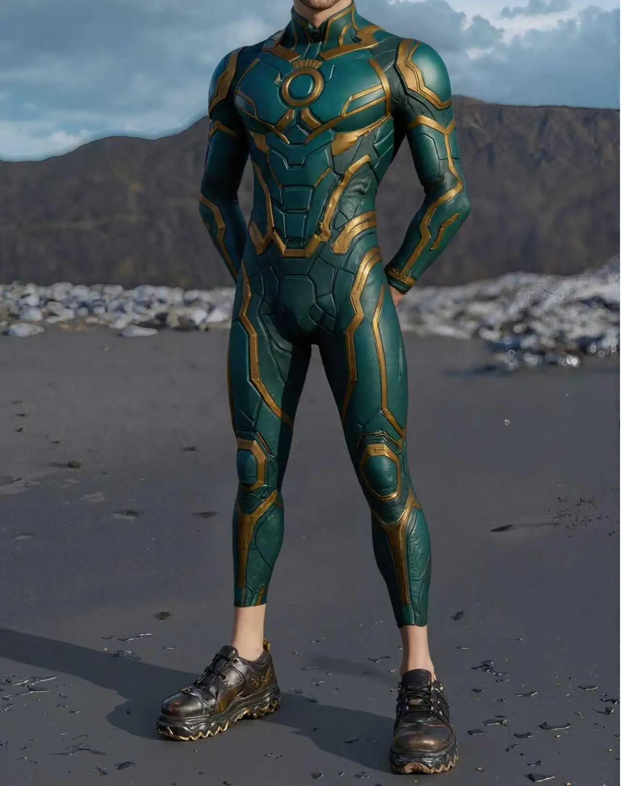 Herren Rüstungs-Muskelanzug, Karneval, Mechanischer Bodysuit, Halloween-Party, Bühnenauftritt, Cosplay-Kostüm, Strumpfhose – Detail 12