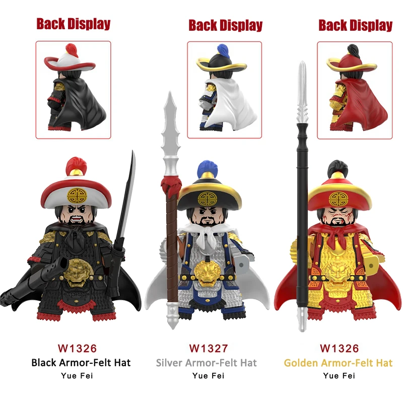 New Chinese Song Generals Yue Fei Hero Minifigure Armor Sword Pike Models Kids Toys Building Blocks Gift Boys Girls Moc Juguetes